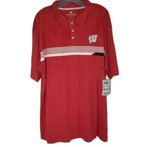 Men's Colosseum Red Wisconsin Badgers No Problemo Polo  XXL short sleeve license